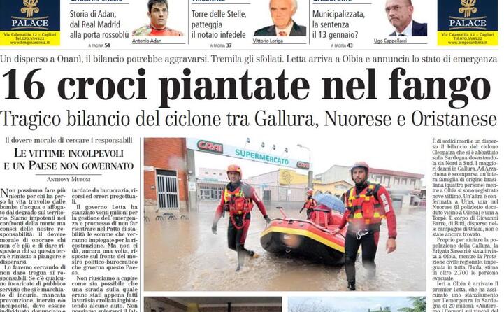 accaddeoggi sei anni fa il tragico bilancio dell alluvione che colp la sardegna 16 morti