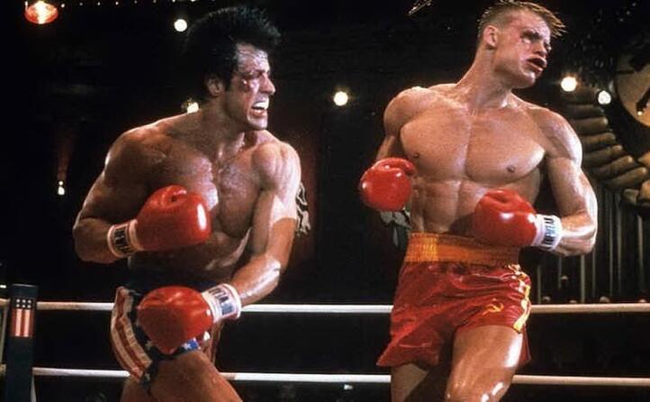 la memorabile sfida con il russo ivan drago in rocky 4 (le foto sono wikipedia e frame del film)