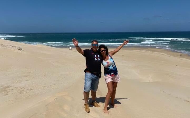 andrea e dorte utzeri di monastir sulla spiaggia di sardinia bay in sudafrica