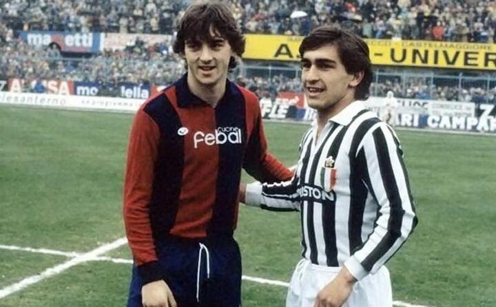 mancini con la maglia del bologna e galderisi alla juventus