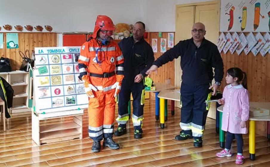 la lezione di protezione civile nella scuola materna di tuili (l unione sarda foto pintori)