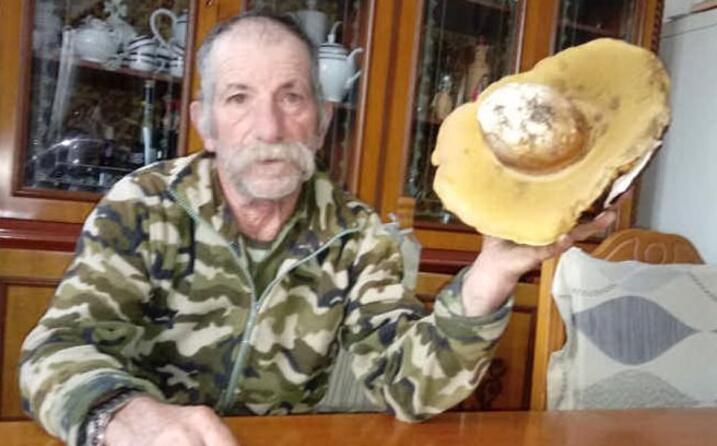 francesco corrias appassionato fungaiolo con un porcino reale di 1 8kg trovato nei boschi di perdasdefogu
