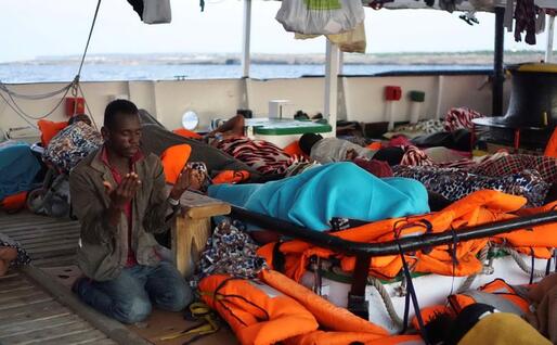 Un migrante sulla Open Arms (Ansa)