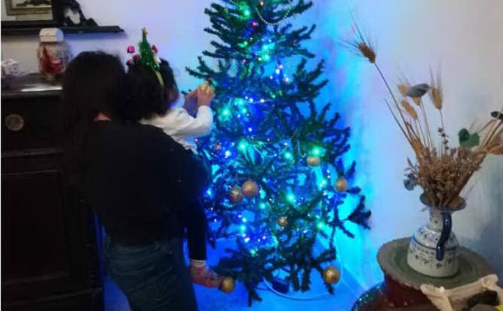 la piccola sofia mentre addobba l albero di natale foto spedita da ignazia zanda da arbus