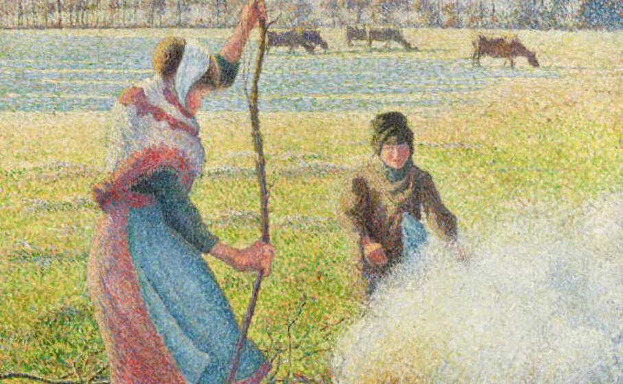 particolare dell opera di pissarro gel e blanche jeune paysanne faisant du feu (foto da google)