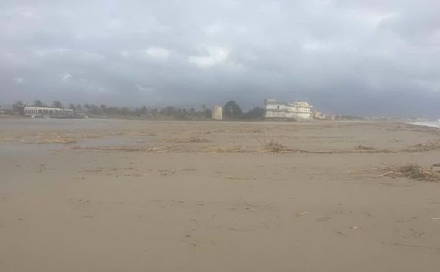 la mareggiata ha portato le canne verso l interno della spiaggia (foto marcello cocco)