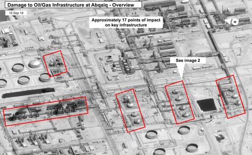 Una delle immagini diffuse dagli americani dopo l'attacco in Arabia Saudita (Ansa)
