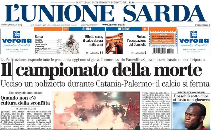 la prima pagina de l unione sarda