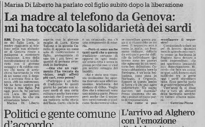la madre colpita dalla solidariet dei sardi