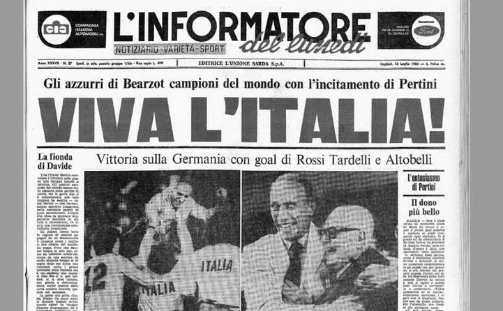 la prima pagina de l unione sarda dopo il trionfo a spagna 82