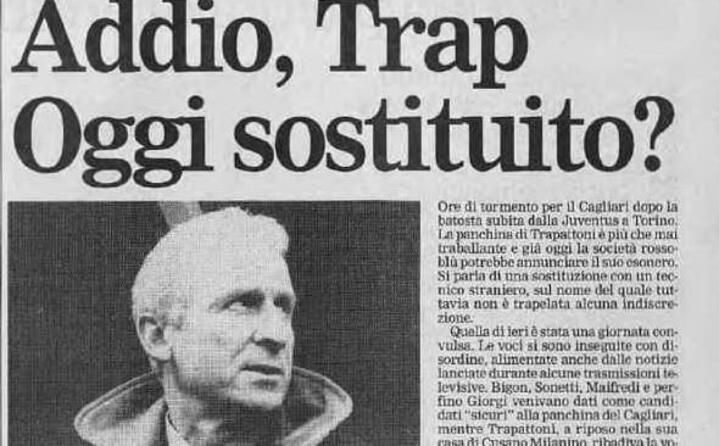 breve la sua parentesi al cagliari (l articolo de l unione sarda dedicato al suo addio il 14 febbraio 1996)