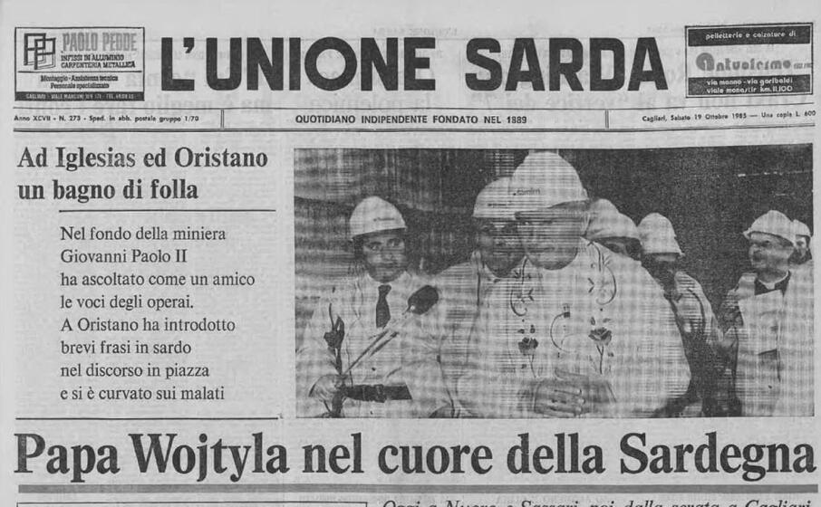 la prima pagina del 19 ottobre 1985 dedicata alla visita di giovanni paolo ii