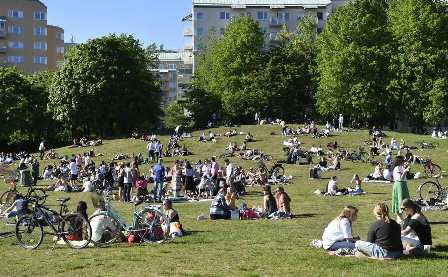 un parco affollato in svezia (ansa)