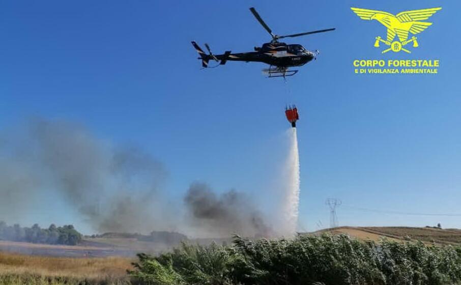 l incendio a serrenti (foto corpo forestale)