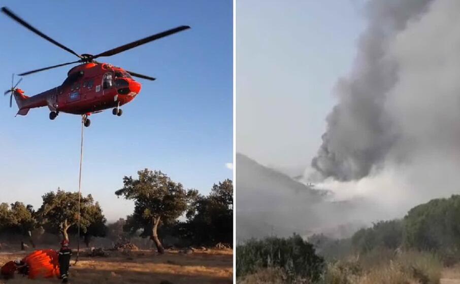 due foto degli incendi di oggi diffuse dal corpo forestale