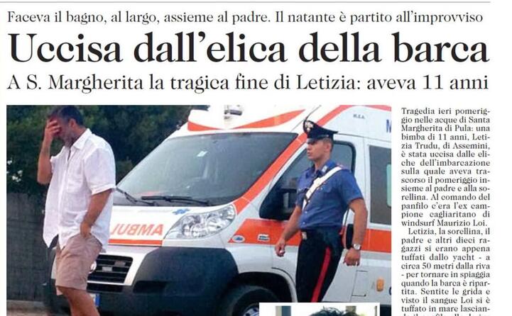 la notizia sulle pagine de l unione sarda