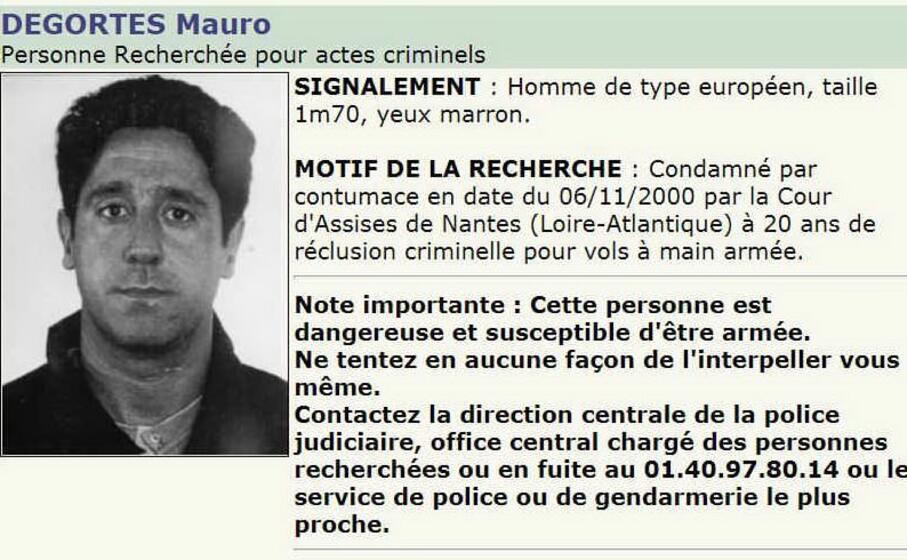 l avviso di ricerca diramato in francia (archivio l unione sarda)