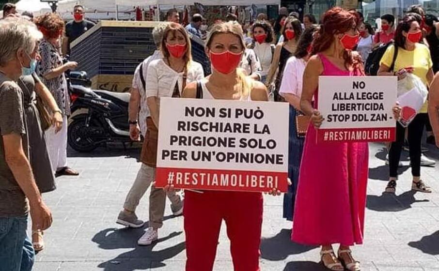 una delle proteste nelle piazze italiane (foto twitter sentinelle in piedi)