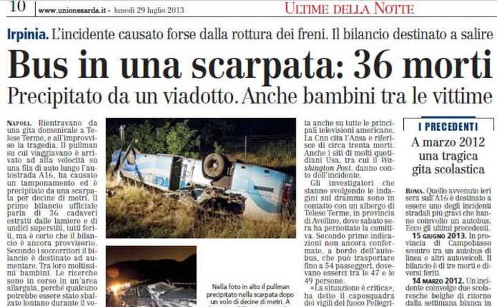 l articolo su l unione sarda