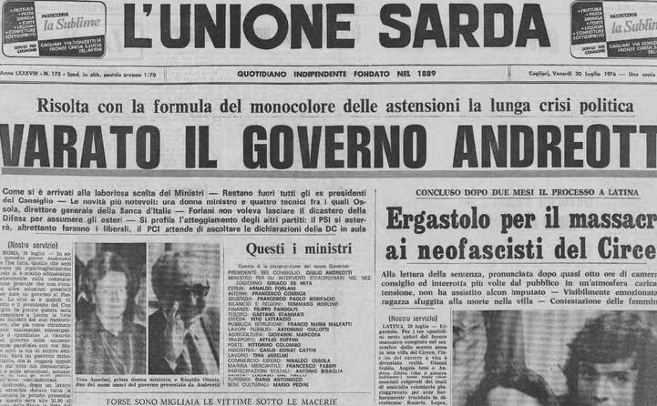 la prima pagina de l unione sarda