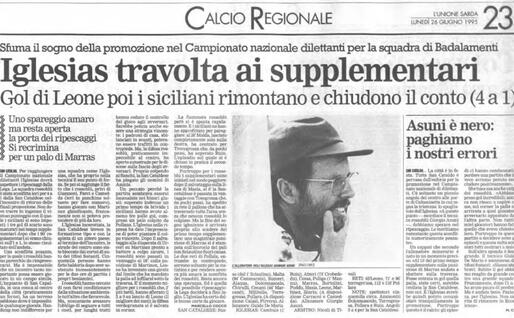Iglesias, il sogno finisce nei tempi supplementari (Archivio L'Unione Sarda)