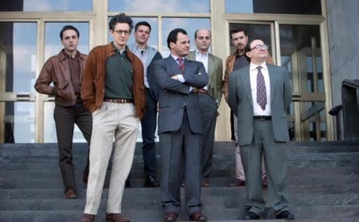 Il cast della serie di Sky "1992". Antonio Gerardi, al centro, interpreta Di Pietro (Ansa)