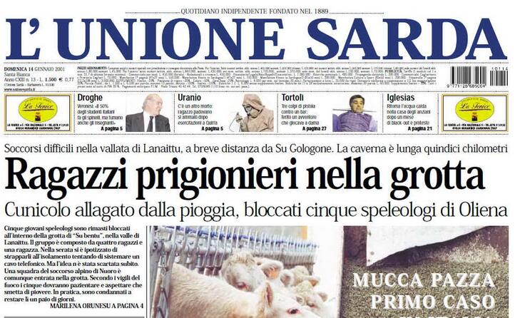 accaddeoggi 14 gennaio 2001 gli speleologi bloccati nella grotta a oliena