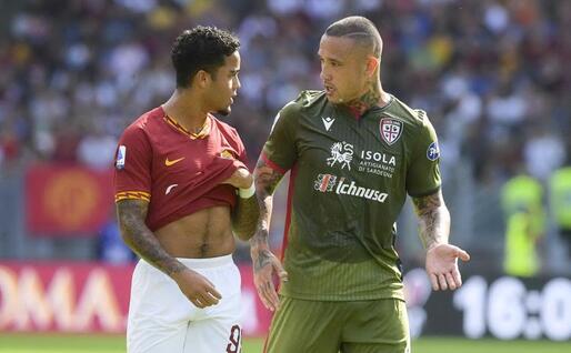 Nainggolan e Kluivert (Foto As Roma Twitter)