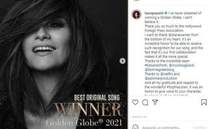 laura pausini trionfa ai golden globes 2021