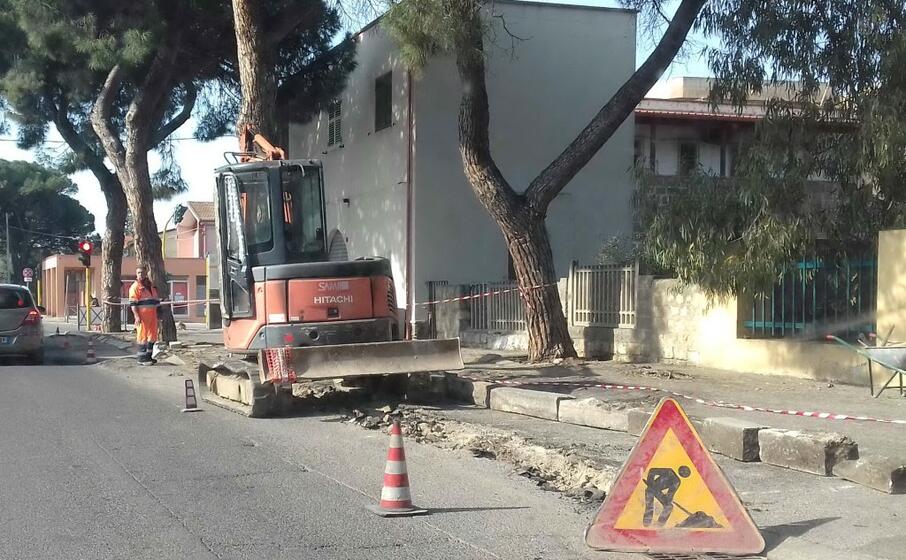i lavori in via costituente (foto scano)
