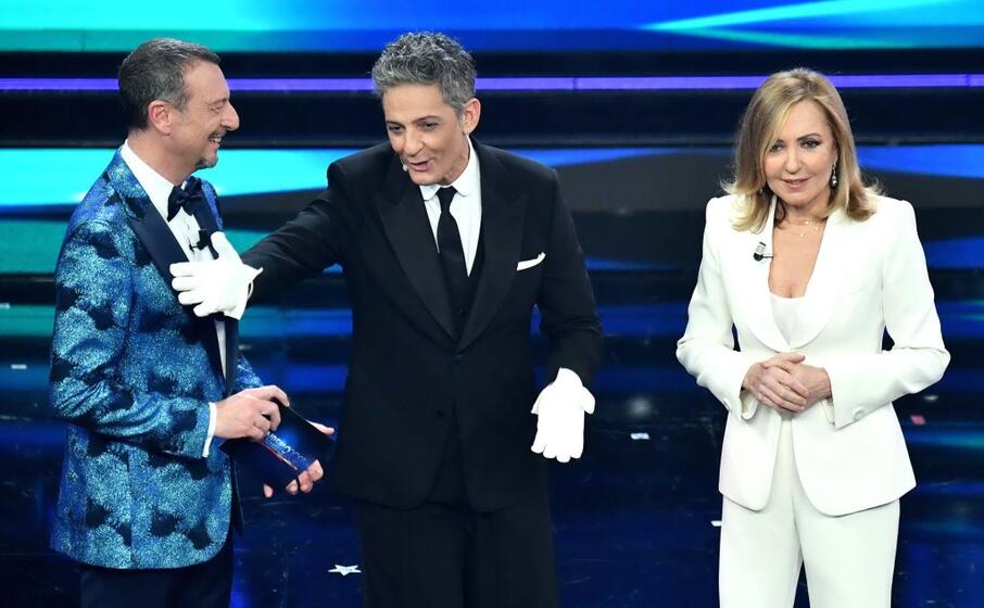 barbara palombelli con amadeus e fiorello (ansa ferrari)