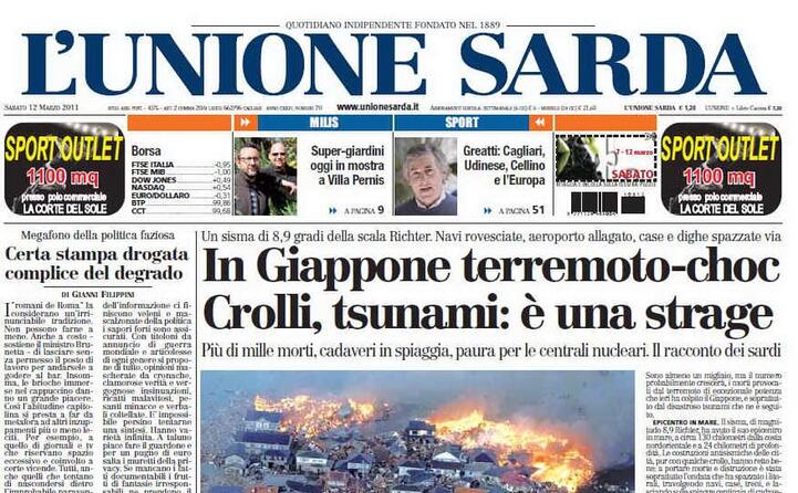 la prima pagina de l unione sarda