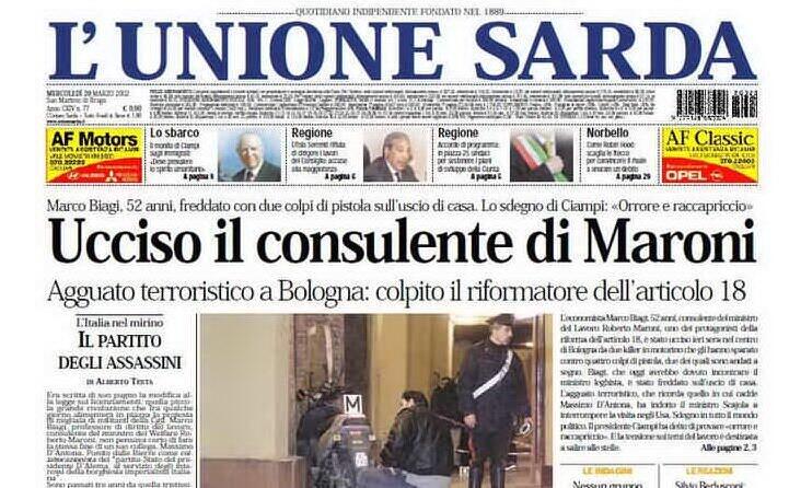 la prima pagina de l unione sarda