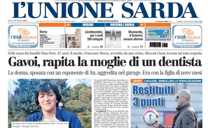 la prima pagina de l unione sarda