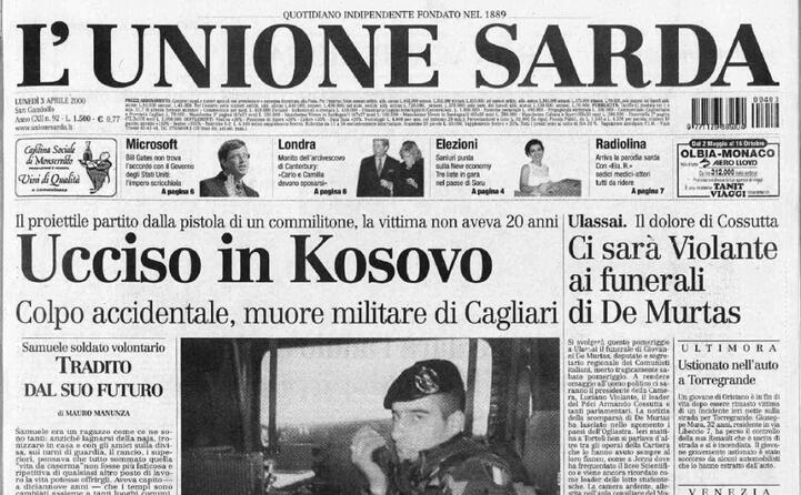 la notizia sulla prima pagina de l unione sarda
