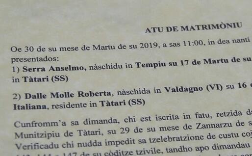 A Bono il primo matrimonio celebrato in lingua sarda - L'Unione Sarda.it