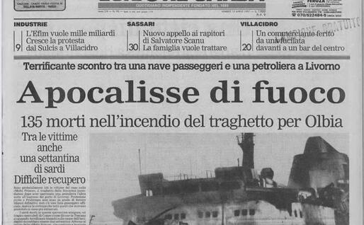 La prima pagina de L'Unione Sarda