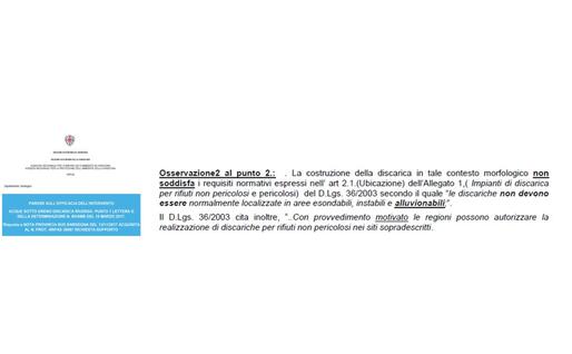 Uno stralcio della relazione dell'Arpas (L'Unione Sarda)